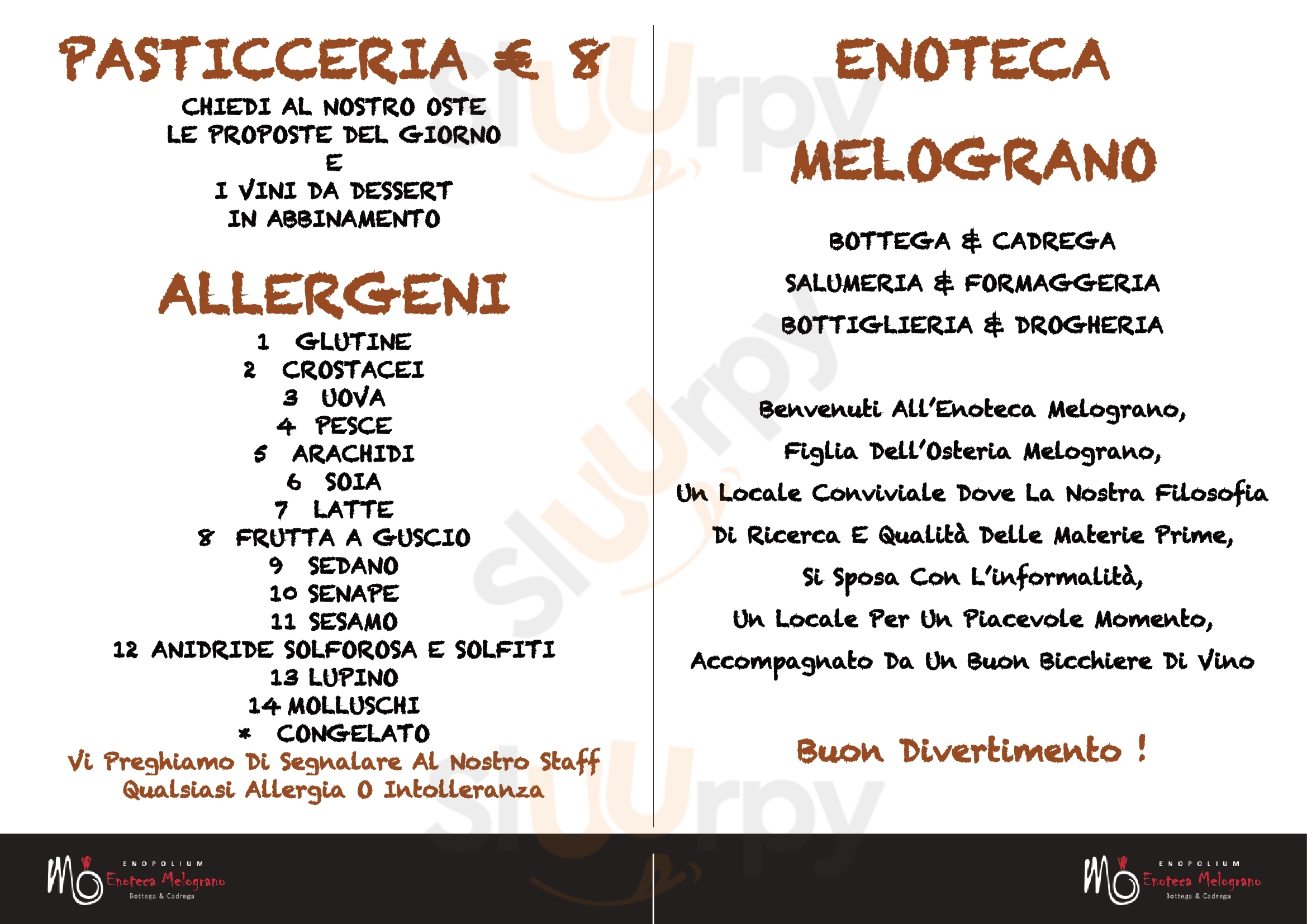 Enoteca Melograno Angera menù 1 pagina
