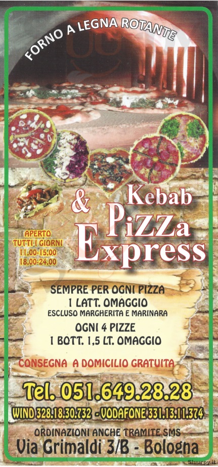 KEBAB & PIZZA EXPRESS Bologna menù 1 pagina