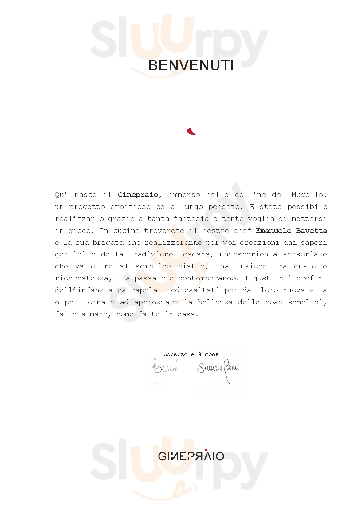 Il Ginepraio Vicchio menù 1 pagina