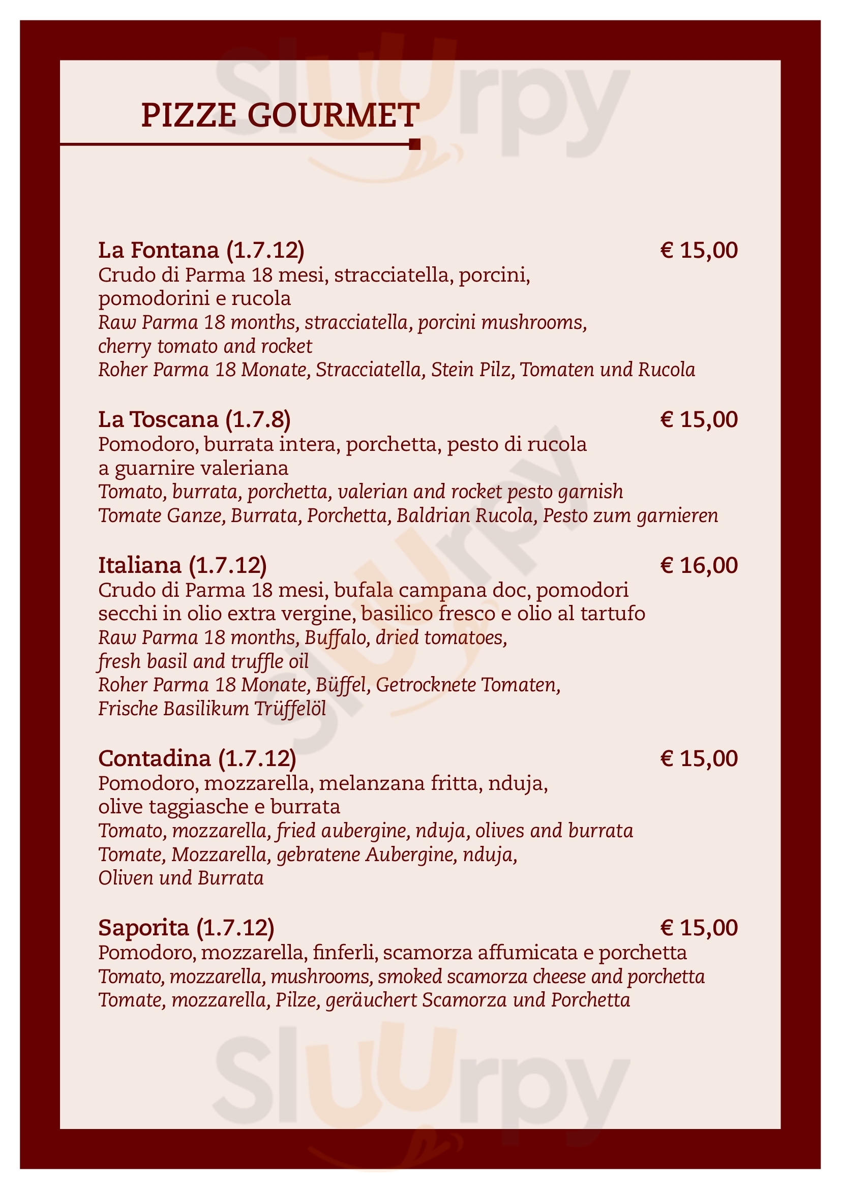 Ristorante Pizzeria La Fontana Levico Terme menù 1 pagina