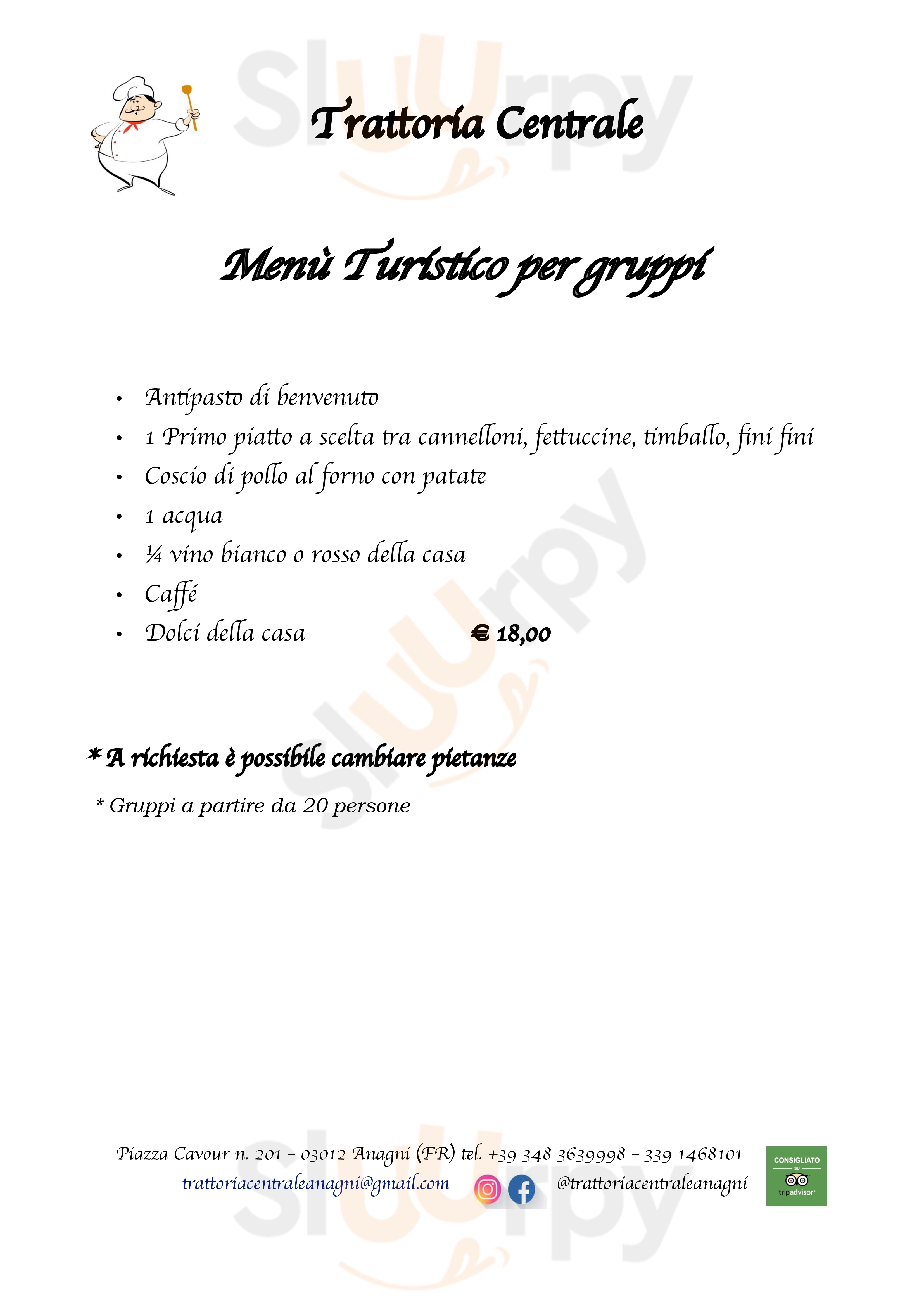 Trattoria Centrale Anagni menù 1 pagina