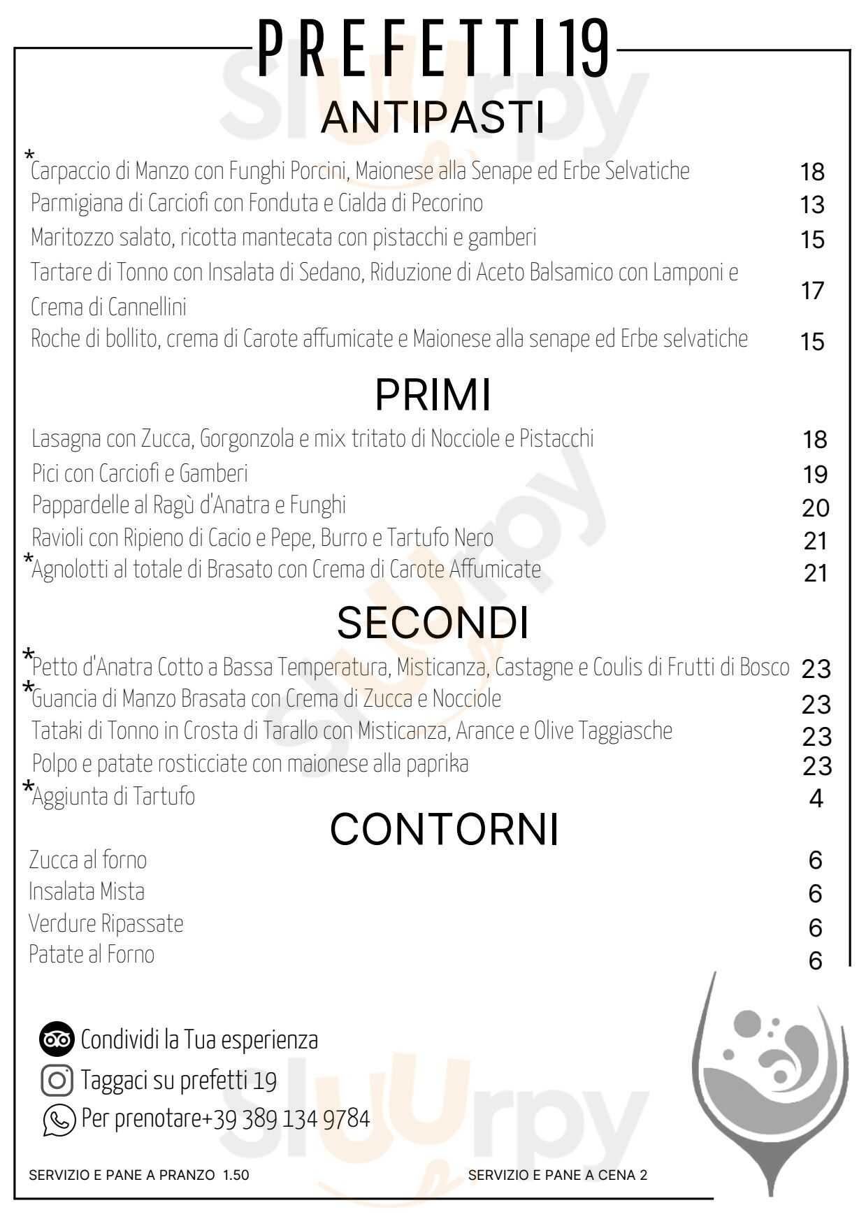 Ai Prefetti Roma menù 1 pagina