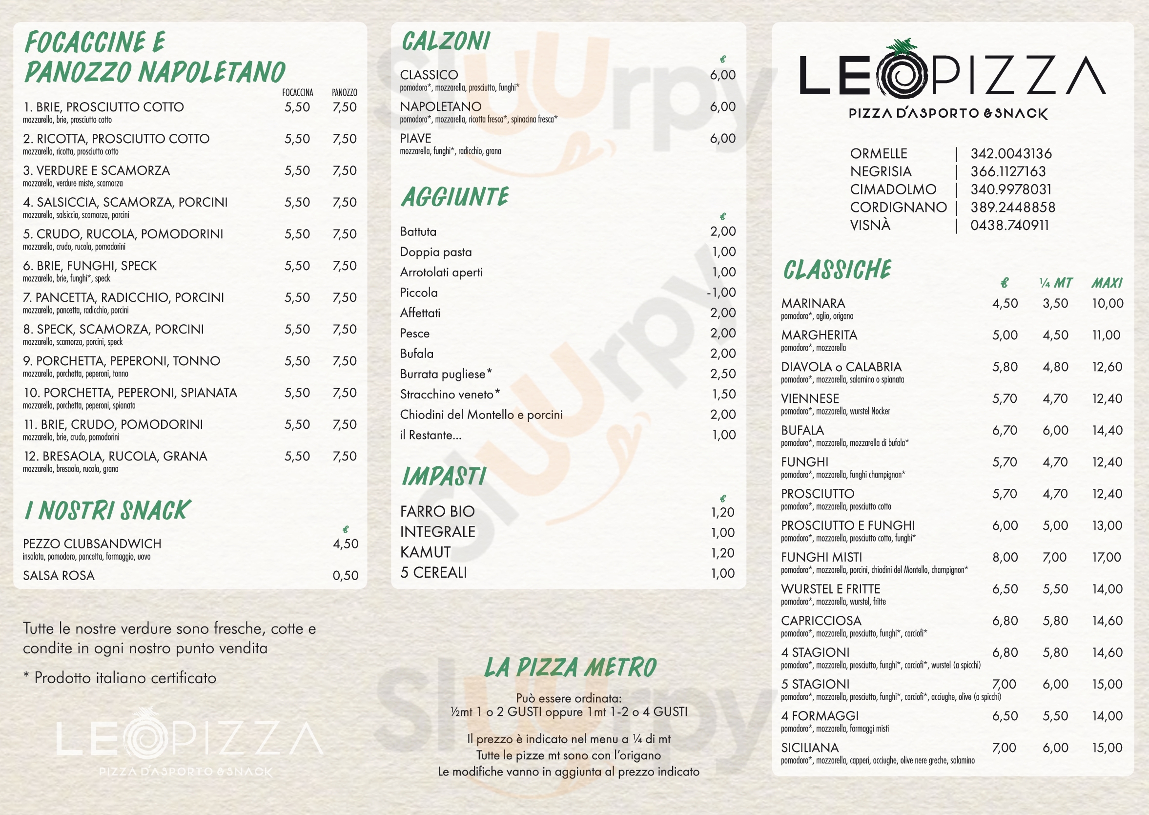 Leo Pizza Srl Ponte di Piave menù 1 pagina