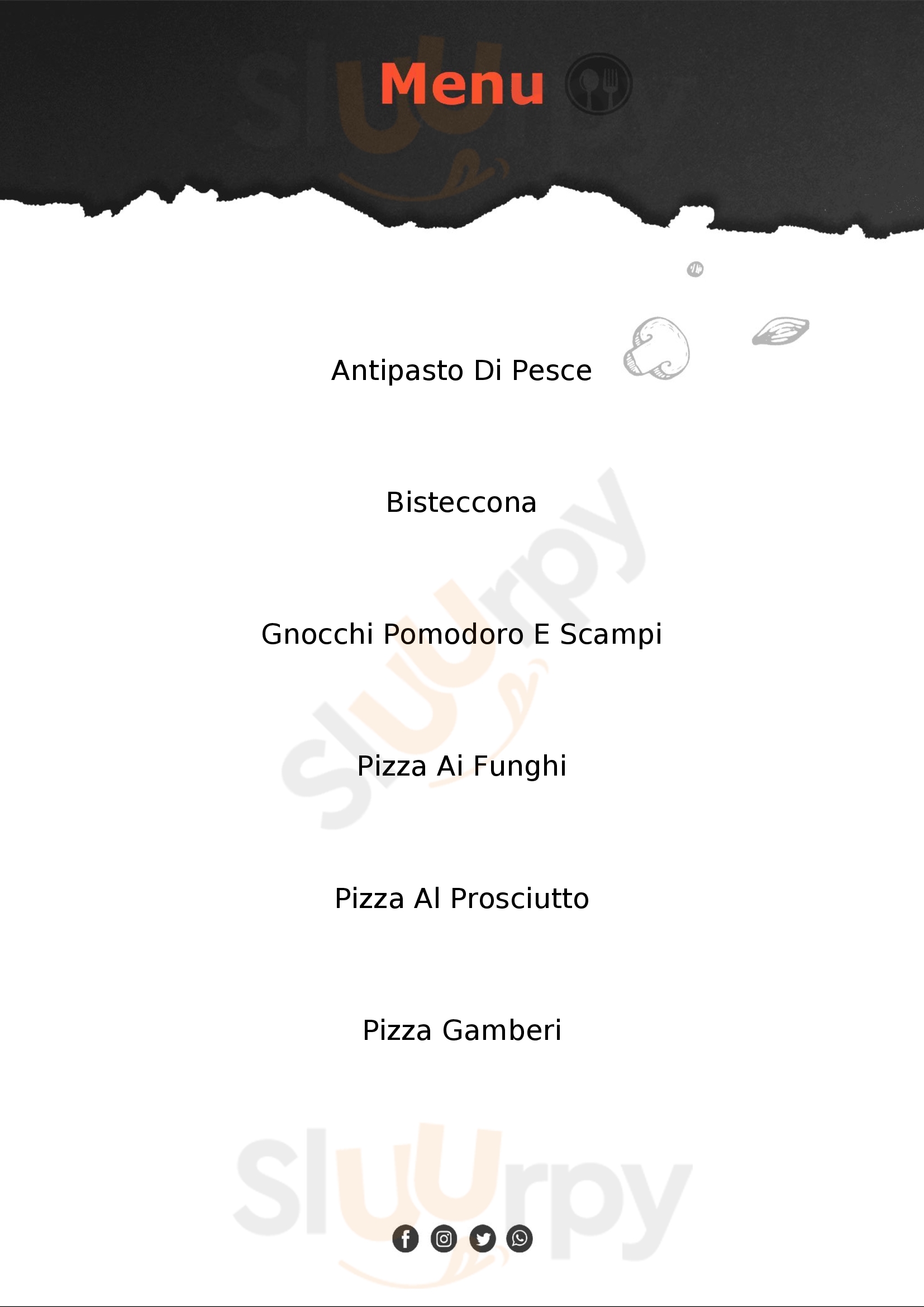 Pizzeria vallio Roncade menù 1 pagina