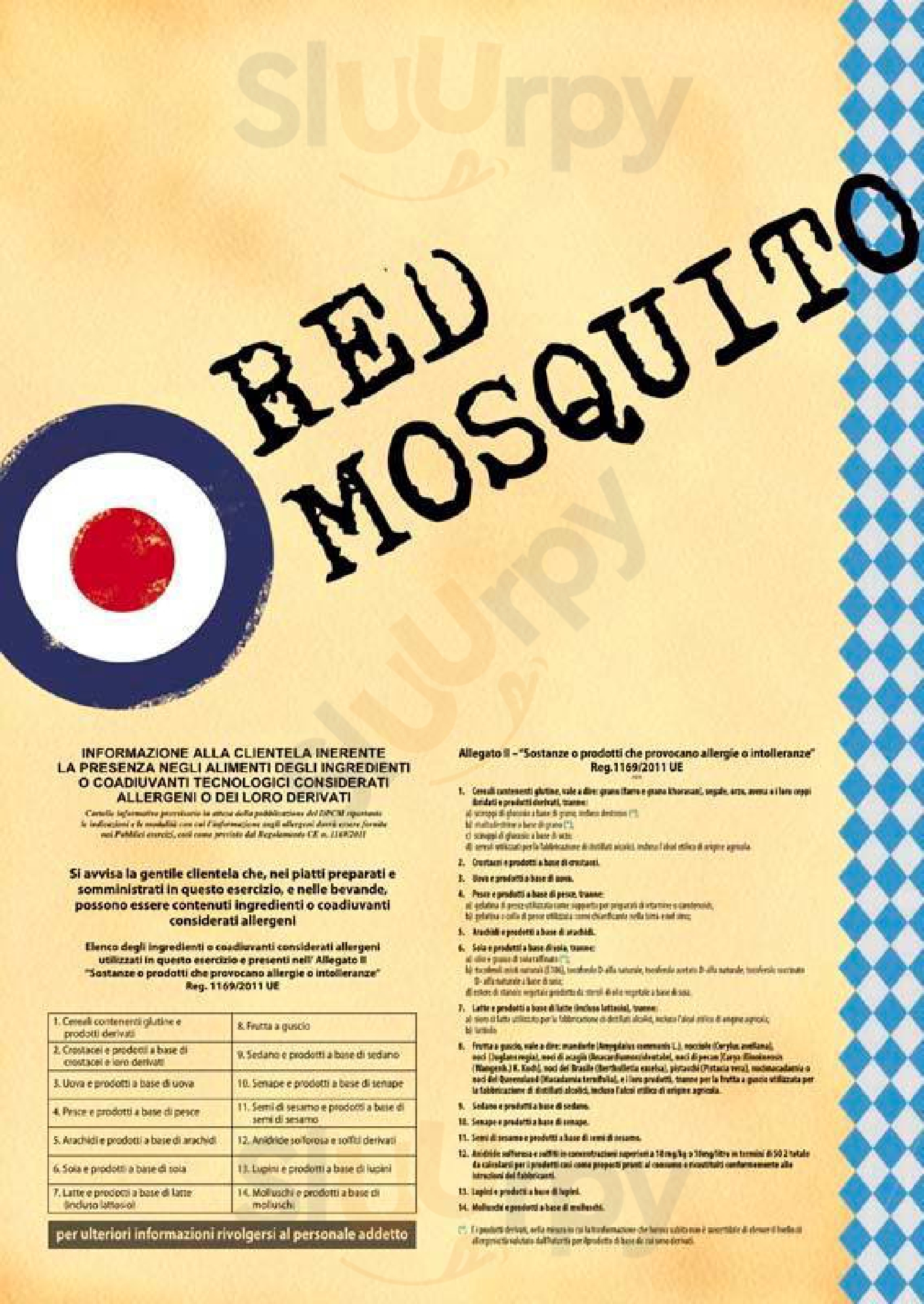 Red Mosquito Scandiano menù 1 pagina