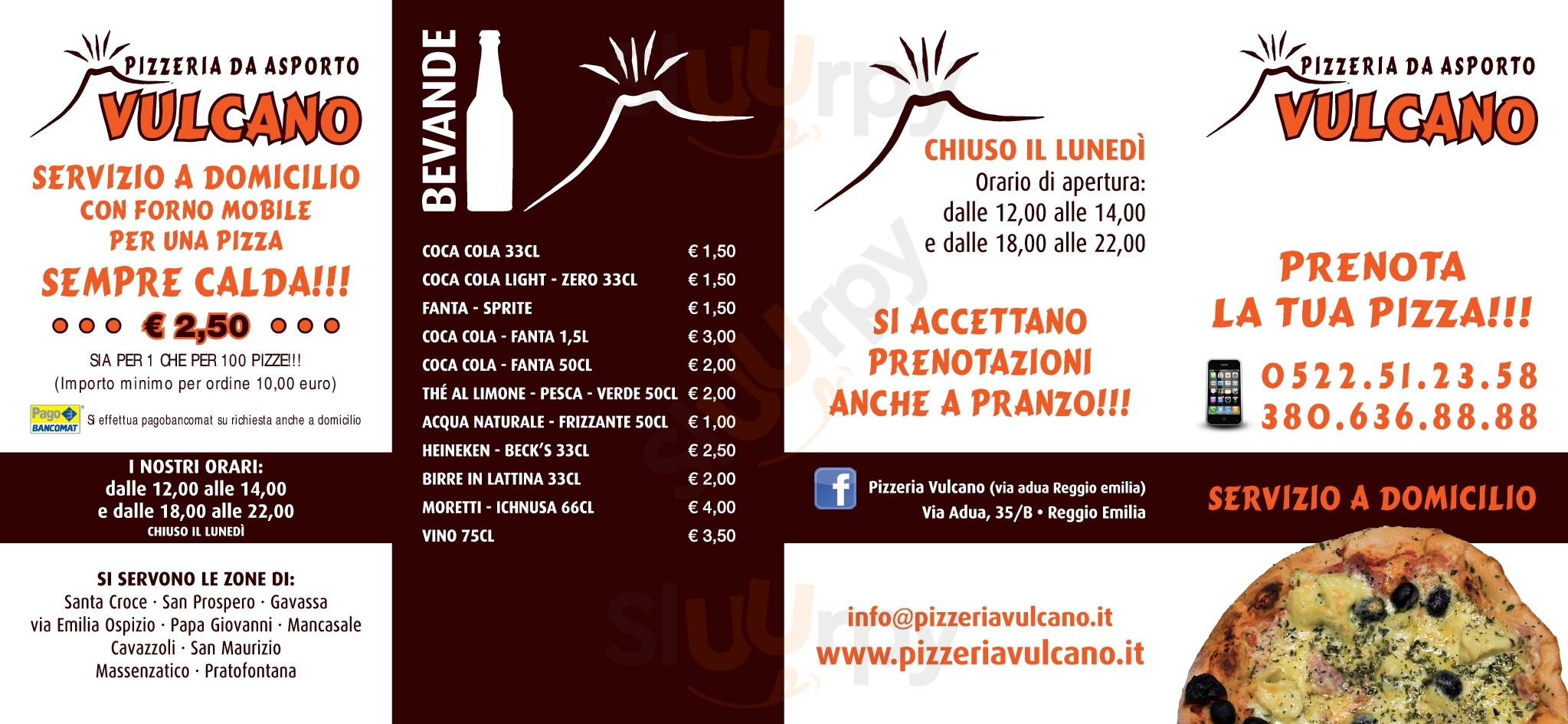 Pizzeria Vulcano Reggio Emilia menù 1 pagina