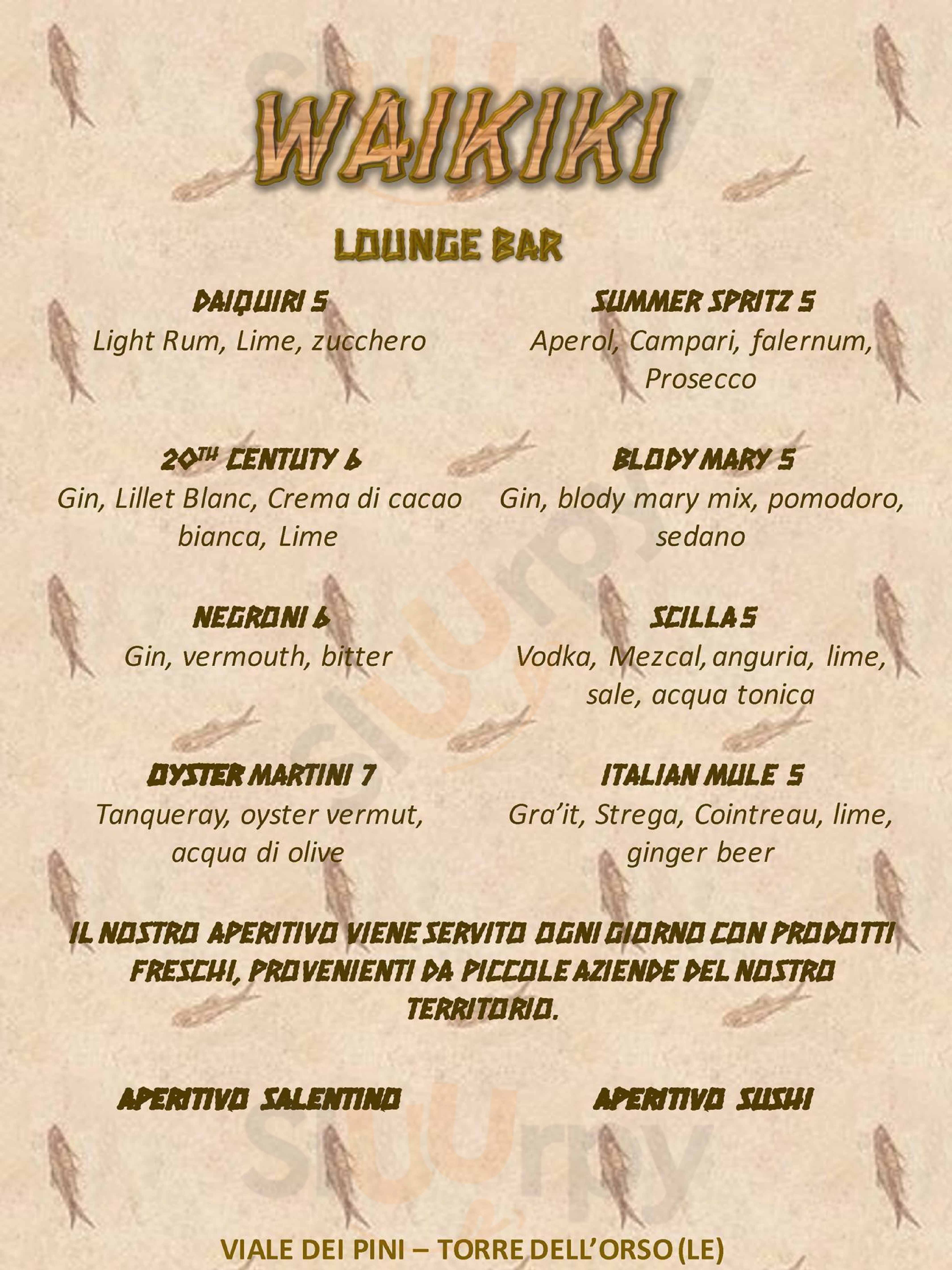 Waikiki Lounge Bar Melendugno menù 1 pagina