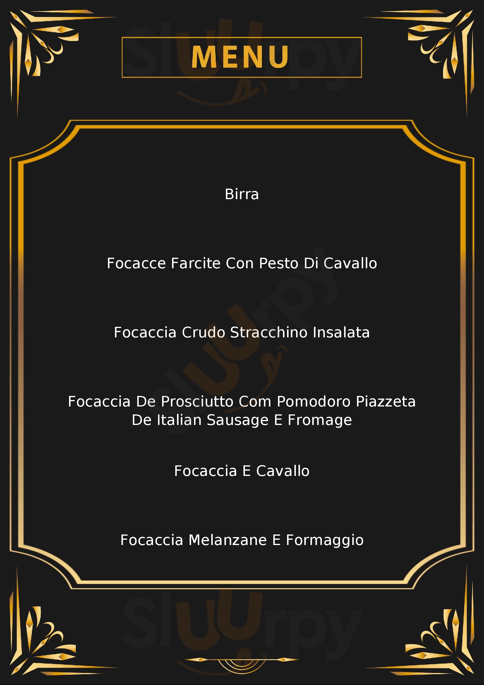 Frank Focaccia Parma menù 1 pagina