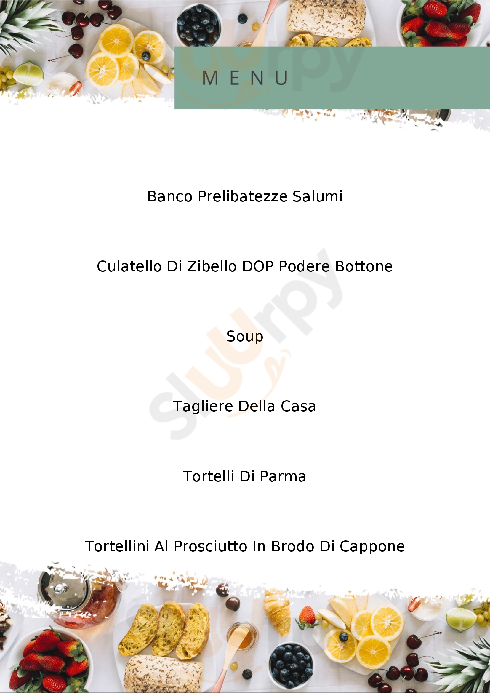 Prosciutto Bar Parma menù 1 pagina